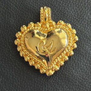 Christian Lacroix Gold Heart Designer Brooch / Necklace Pendant